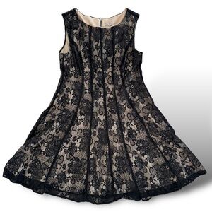Like New: Black Lace A-line midi length cocktail dress